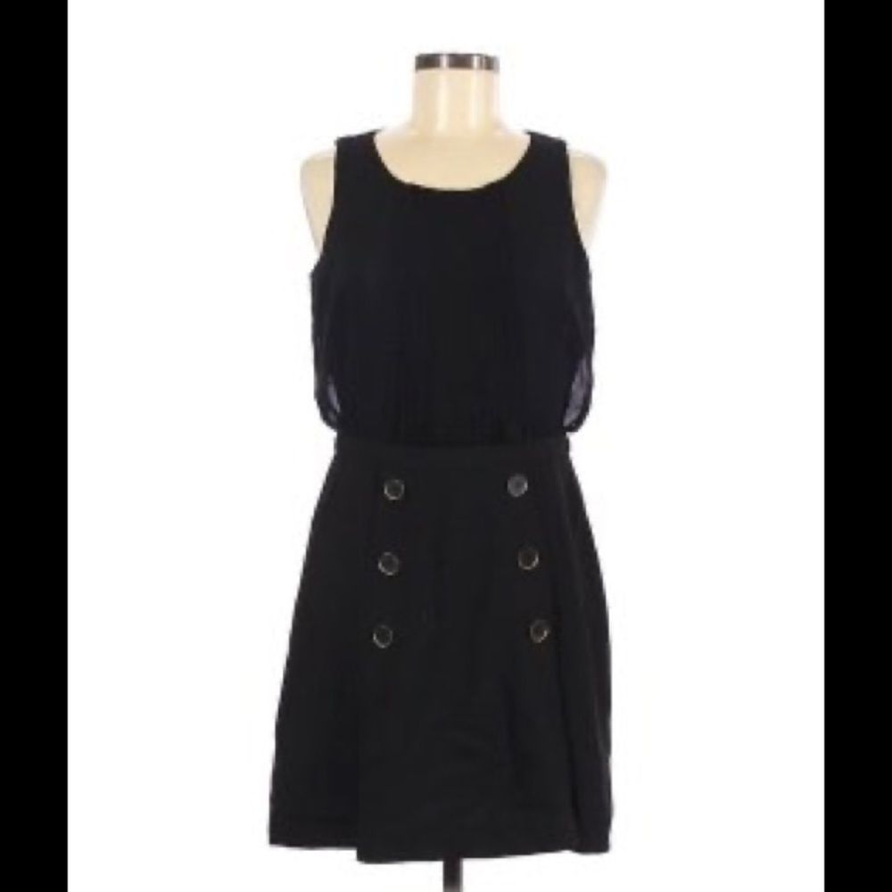 Ann Taylor LOFT  black dress button accent B1